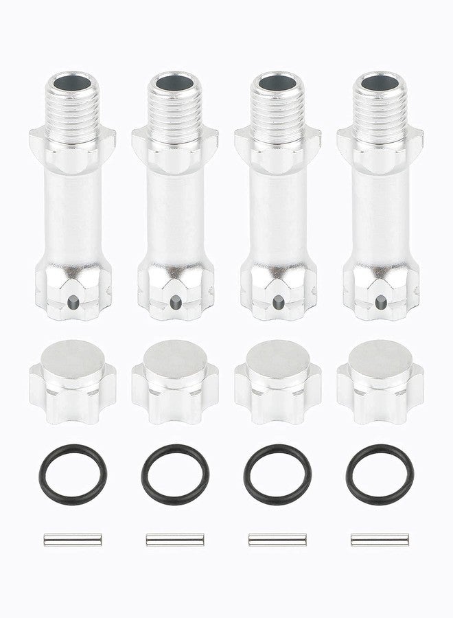 Rchobbytop 4pcs Aluminum 17mm Hex Adapter 30mm Extension Wheel Hub Drive Offset Width Extender with Anti-dust Cap Nuts for 1/8 RC On Road Car Off Road Truggy Truck Buggy Crawler, Silver - Image 1